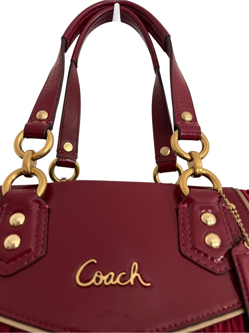 Coach F20050 Ashley Gathered Satin Carryall Satchel Bordeaux NWOT - Picture 8 of 15